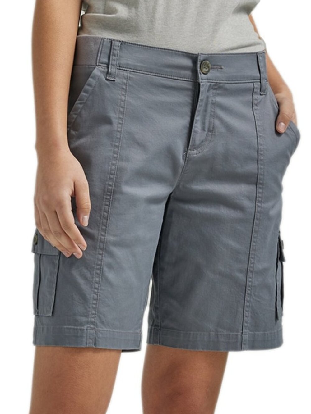 Lee Women's Flex-to-Go Bermuda Cargo Shorts Size 4 Tech Grey Cotton Gorpcore
